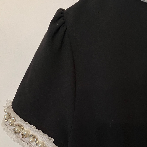 Betsey Johnson Elegant Black Midi Dress with Silver Accents pearl, rhinestone . - Picture 10 of 15